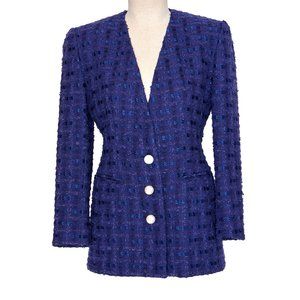 Vintage Dana Buchman Purple Tweed Blazer, 4P, Pearl buttons, Tweed Jacket, Vinta